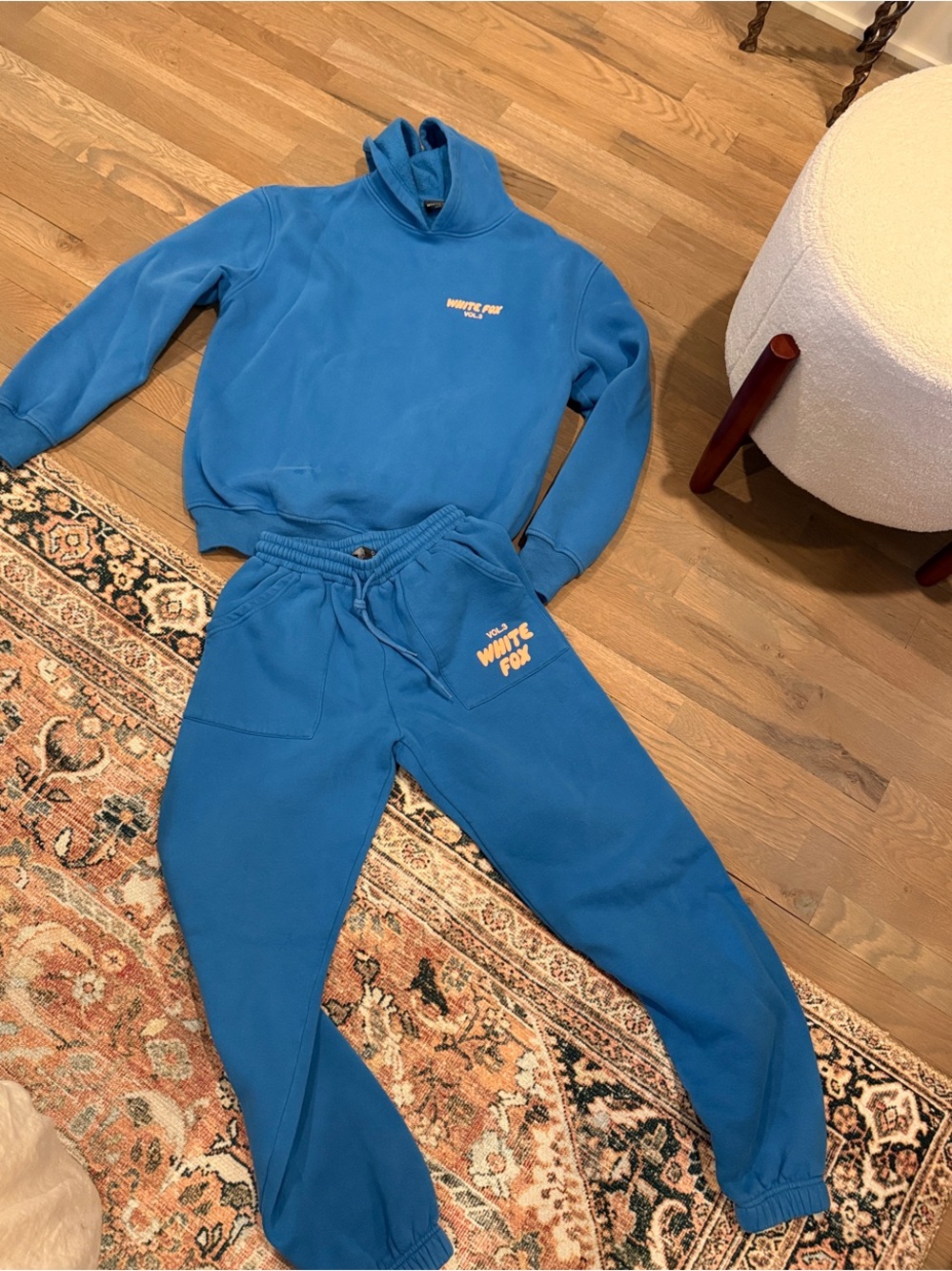 Blue White Fox Logo Sweatshirt & Joggers Set